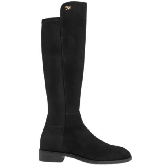 NWOB Stuart Weitzman Black Keelan City Suede and Neoprene Knee Boots - Sz 8.5